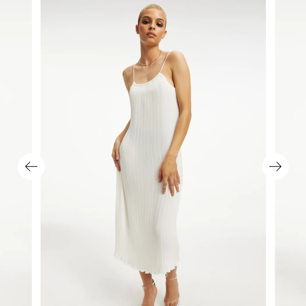 Good American always fits plisse slip dress ivory l/xl